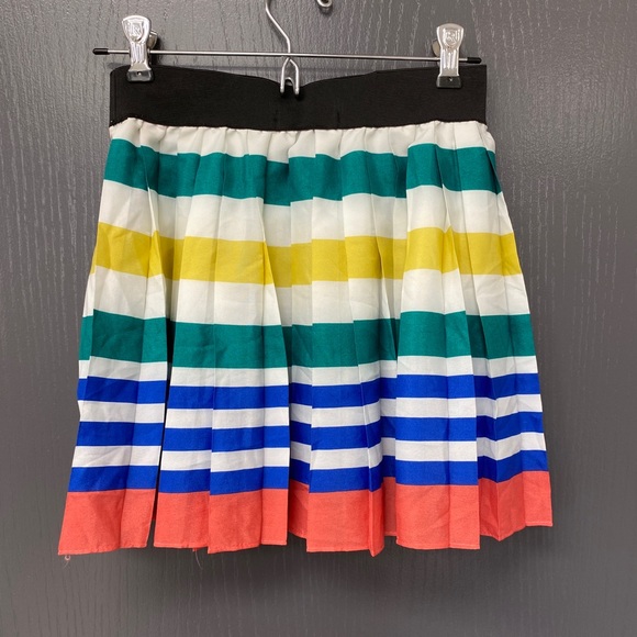 EUC Bright Striped Pleated Twirly Skirt Size Small - Picture 3 of 4